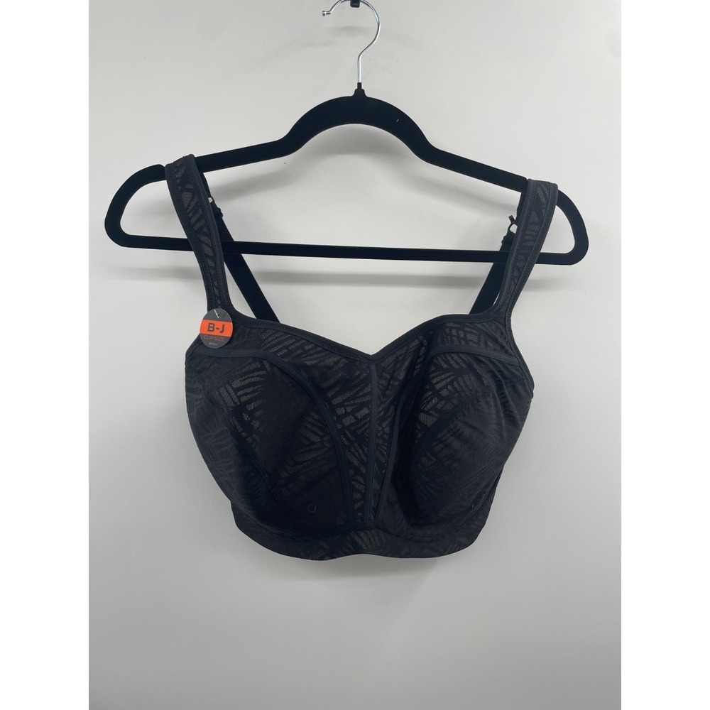 NWT Panache Power Underwire Sports Bra Women 32K Black Adjustable Comfort Summer